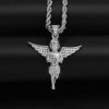Titanium steel gold-plated diamond-set prayer angel pendant - 图片 4