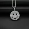 hiphop jewelry titanium steel gold-plated full diamond smiley face symbol pendant - 图片 3