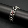 Cuban Link Titanium Steel Bracelet, Punk Style Stainless Steel Red Eye Skull Head Bracelet - 图片 4