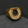 Denim personality U-shaped horseshoe and 18K gold stainless steel men's ring - 图片 2