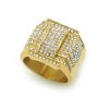 316 Stainless Steel / Titanium Steel Gold Plated Full Diamond Luxury Hip Hop Ring - 图片 2