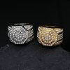 Men's Luxury Diamond-Encrusted Octagonal Stainless Steel Hip Hop Club Ring - 图片 2