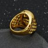Hiphop Titanium/Stainless Steel Gold-Plated Diamond-Set Horse Head Men's Ring - 图片 3