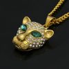 Hip-hop stainless steel full-diamond leopard head pendant for necklace - 图片 4