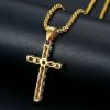 316 stainless steel gold-plated inlaid AAA zircon cross pendant - 图片 3
