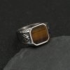 Nordic retro Viking rune stainless steel rings, fashionable and domineering natural stone rings - 图片 4