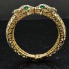 Retro hollow-out double-headed leopard green eyes bracelet - 图片 3