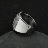 Titanium Steel Four-Layer Full Diamond Luxury Hip Hop Men's Ring - 图片 5