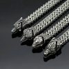 Viking-style stainless steel bracelet from Nordic, punk retro series featuring wolf, snake and eagle heads with thick chains on both sides - 图片 5