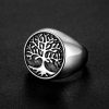 Hip Hop Retro Ring Titanium Steel Gold Plated Oil Tree of Life Men's Ring - 图片 5