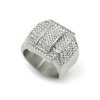 316 Stainless Steel / Titanium Steel Gold Plated Full Diamond Luxury Hip Hop Ring - 图片 3