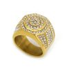 Men's Luxury Diamond-Encrusted Octagonal Stainless Steel Hip Hop Club Ring - 图片 3