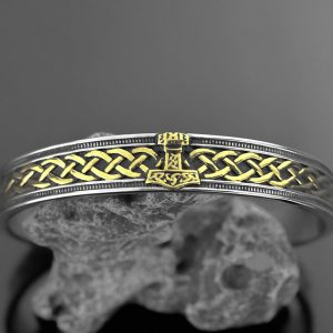 Viking Thor's Hammer Retro Open Stainless Steel Bangle from Nordic Cross-border Hot Sellers