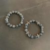 Men's Natural Stone Cross Flower Bracelet, Versatile Retro High-End Hip Hop Street Couple Accessory Fashion Jewelry - 图片 3
