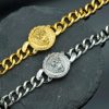 Stainless steel Great Wall pattern lion head disc Cuban chain - 图片 4