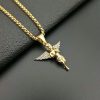 Titanium steel gold-plated diamond-set prayer angel pendant - 图片 5