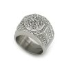 Men's Luxury Diamond-Encrusted Octagonal Stainless Steel Hip Hop Club Ring - 图片 4