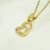 Double heart-to-heart pendant necklace, heart-shaped love titanium steel necklace, high-end versatile inlaid stone - 图片 3