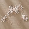 Handmade Comb Set for European and American Weddings, Versatile Hair Accessories with Rhinestones, Pearls, Floral Hair Pins and Combs - 图片 3