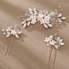Handmade Comb Set for European and American Weddings, Versatile Hair Accessories with Rhinestones, Pearls, Floral Hair Pins and Combs - 图片 2