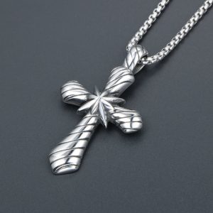 Titanium steel retro necklace personalized punk jewelry trendy men's cross pendant necklace accessories