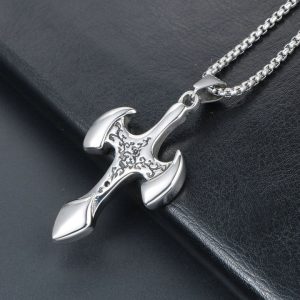 Titanium steel jewelry cross necklace personality classical pattern hip-hop trendy men's pendant