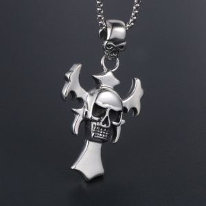 Titanium steel jewelry skull neck pendant cross skull pendant