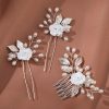 Handmade Hairpin Set for Bridal Accessories, Retro Wedding Updo Headpiece with Floral Pearl U-shaped Insertion Pin - 图片 2