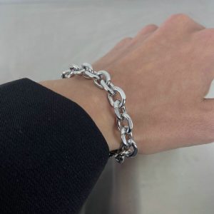Men's Bracelet with OT Clasp, Titanium Steel, Non-Fading, Simple and Versatile, High-End Feeling Accessory for Women