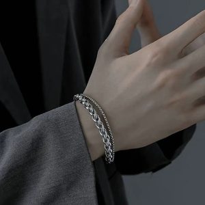 Men's New Stainless Steel Double-Layer Dragonbone Bracelet, Non-Fading High-End Feeling, Versatile Accessory for Women