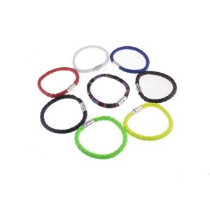 Men's woven bracelet with magnetic clasp for daily wear, PU bangle with hand rope