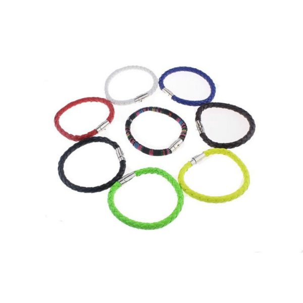Men's woven bracelet with magnetic clasp for daily wear, PU bangle with hand rope