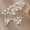 Handmade Comb Set for European and American Weddings, Versatile Hair Accessories with Rhinestones, Pearls, Floral Hair Pins and Combs - 图片 4