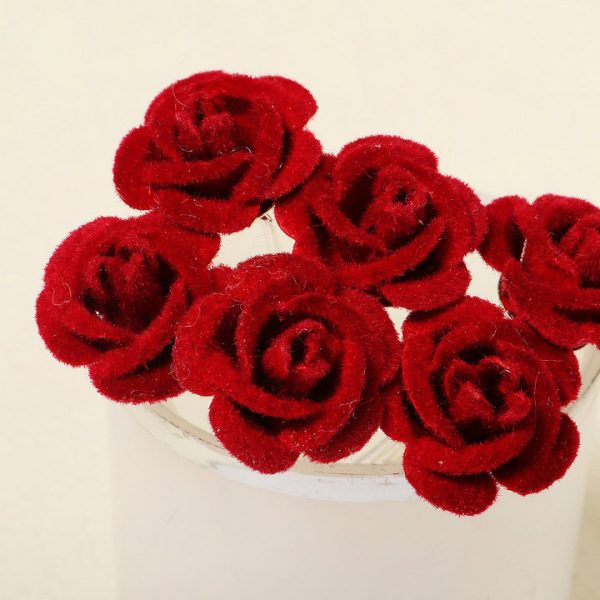 Retro Red Rose Hairpin with Needle, Hanfu Qipao Bun Hair Decoration U-shaped Hairpin