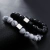 Cracked bead bracelets for men, geometric square bracelets, personalized design, new style, versatile accessories for women, simple and light luxury accessories - 图片 3