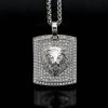 Hip-hop Jewelry Titanium Steel Gold Plated Lion Head Pendant with Full Diamonds - 图片 2