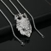 Stainless Steel Diamond-Embedded Crown Lion Head Pendant - 图片 3