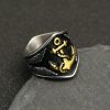 Viking Pirate Ship Anchor Titanium Steel Ring, Retro Personality Blackening Oil Stainless Steel Hip-Hop Men's Ring - 图片 4