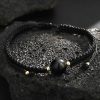 Black Obsidian Couple Bracelet for Women, Minimalist Design with Handmade Weaving, Crystal Rope for Male Best Friend - 图片 4