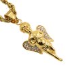 Religious Classic Stainless Steel Gold-Plated Diamond Prayer Angel Pendant - 图片 3