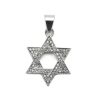Stainless Steel Full Diamond Hexagram Pendant Necklace, Star of David Jewish Religious Ornament - 图片 3