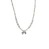 S925 Sterling Silver Bow Freshwater Pearl Shredded Silver Necklace - 图片 6