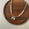S925 Sterling Silver Bow Freshwater Pearl Shredded Silver Necklace - 图片 7