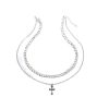 Vintage cross titanium Cuban chain necklace set, personalized double-layer necklace, hip-hop street collar chain, minimalist design - 图片 7