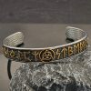 Viking Knot Titanium Steel Jewelry, Retro Open Oden Rune Letter Stainless Steel Bangle - 图片 2