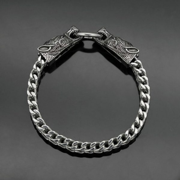 Stainless Steel Punk Retro Wolf Snake Eagle Head Series Double-Sided Thick Chain Bracelet