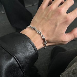 Men's and Women's Letter Bracelet, Prickly Chain for Versatile High-End Fashion, New Cuban Link Accessory
