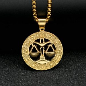 Fashion retro titanium steel hollow twelve constellation relief pendant