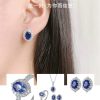 European and American Style Blue Glass Cabochon Earrings, Necklace Jewelry Set - 图片 2