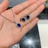 European and American Style Blue Glass Cabochon Earrings, Necklace Jewelry Set - 图片 3